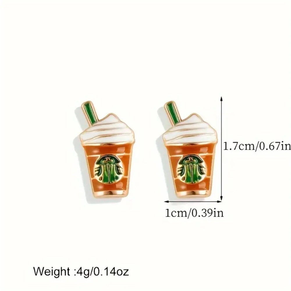 Pink Fashion Coffee Cup Shaped Stud Earrings - Picture 3 of 3
